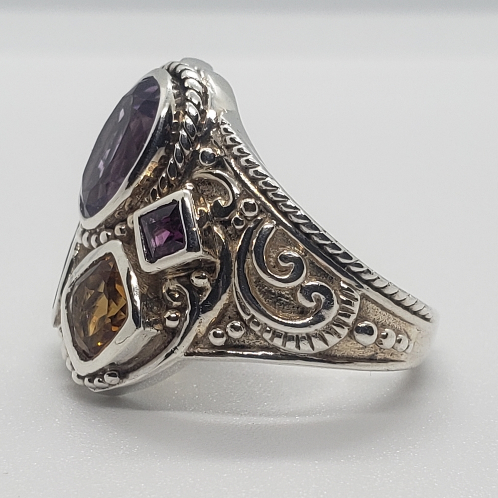 Samuel B Multi Gemestone Ring In Solid Stamped Sterling Silver - Picture 5 of 10